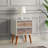Rustic Nightstand with 2 Drawers, White & Walnut Finish, 15.8 x 21.7 x 13.8 inches | 100% Melamine Coated Particle Board, Thickness: 0.7 inches | Sturdy Wooden Legs, Perfect for Bedroom & Living Room Decor