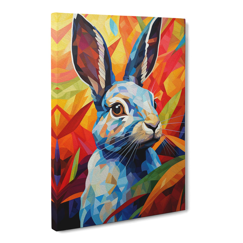 Rabbit Hard Edge Painting - Wrapped Canvas, 50cm H x 35cm W x 3cm D