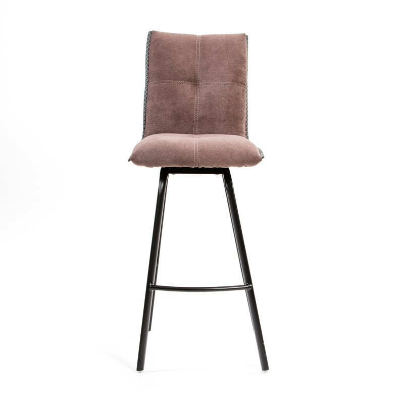 Hurtado Upholstered Counter Stool with Metal Frame, Brown