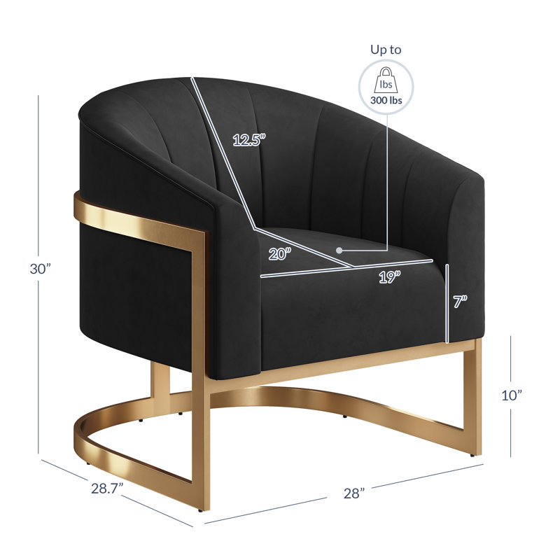 Fauteuil demi-tonneau Ellisville, Velours noir