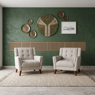 Ensemble de 2 fauteuils capitonnés de style Mid-Century avec pieds fuselés en bois pour salon