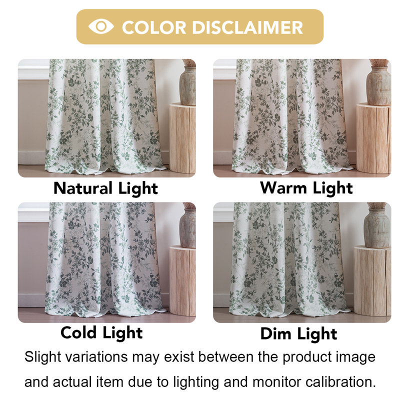 Sheer Linen Curtains Semi Sheer Curtains Draperies for Living Room/Bedroom Nostalgic Bamboo Joint Pattern Floral Printing Window Treatment Grommet 2 Panels