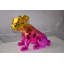 Statue de bouledogue Gorch avec lunettes de soleil en résine rose et dorée, taille: 17 po x 9 po x H 13 po