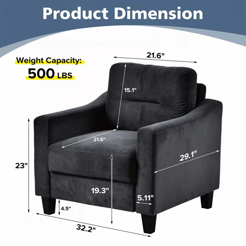 Fauteuil d'appoint en velours, Noir