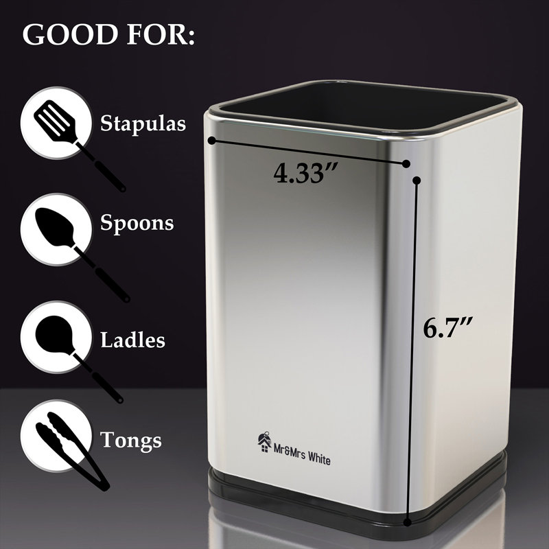 Stainless Steel Square Utensil Crock