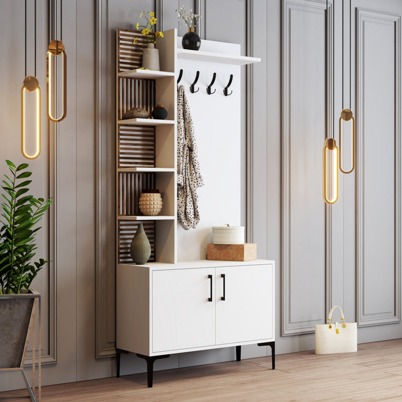 Adin Hall Tree 90cm Wide with Shoe Storage