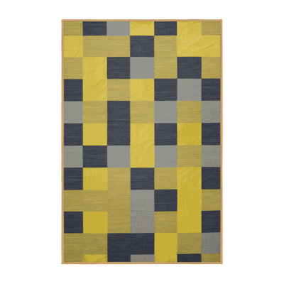 Machine Washable Checkered Brown Area Rug