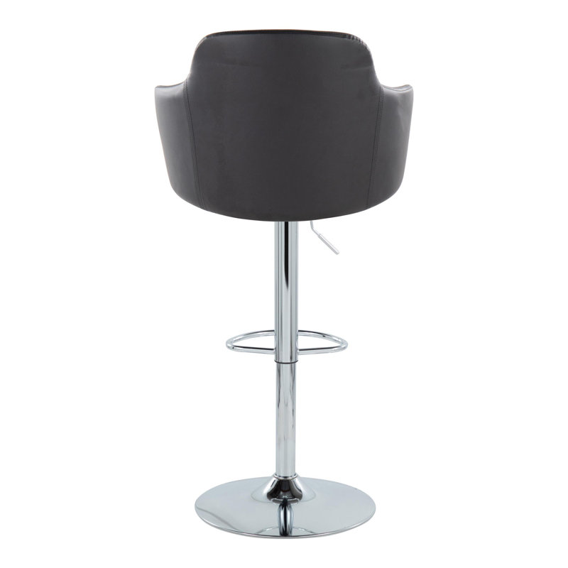 Black Adjustable Swivel Metal Barstool Set with Upholstered Seat