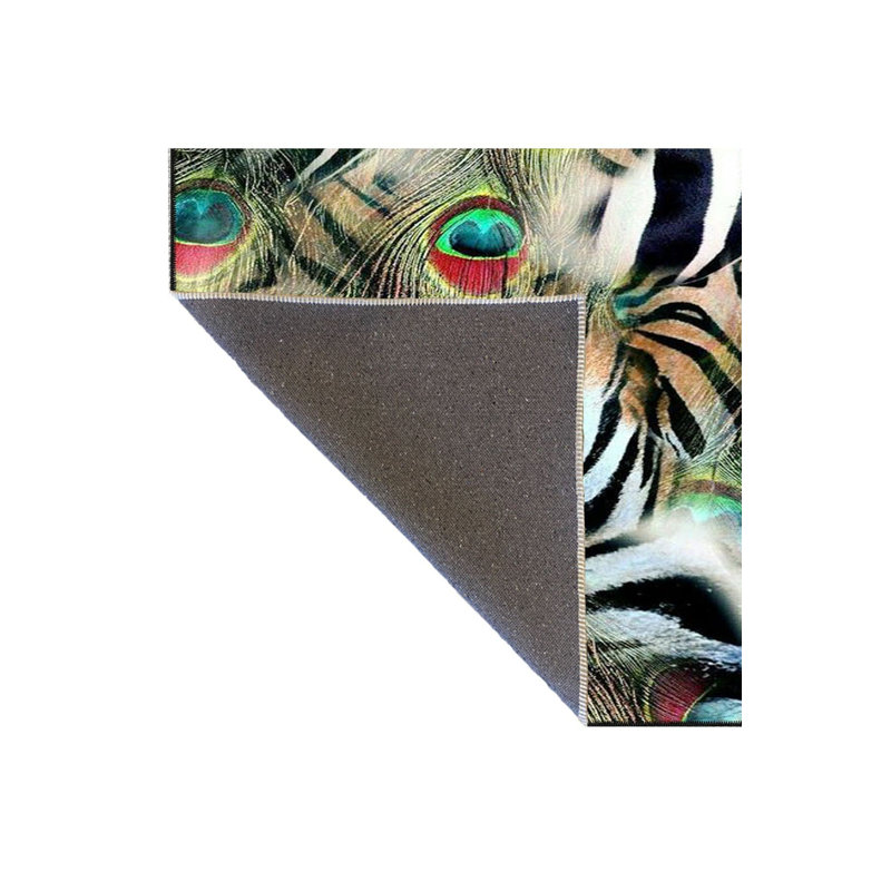 Tapis décoratif moderne à motif zébré lavable à la machine, Sous-tapis rond 4 pi 11 po inclus
