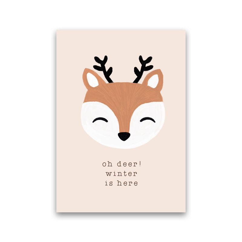 Oh Deer Winter Is Here By Orara - Print, No Framed, 30cm H x 21cm W x 1cm D
