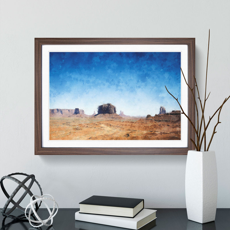 View of Monument Valley in Arizona - Picture Frame Graphic Art, 27cm H x 36cm W x 2cm D, Walnut
