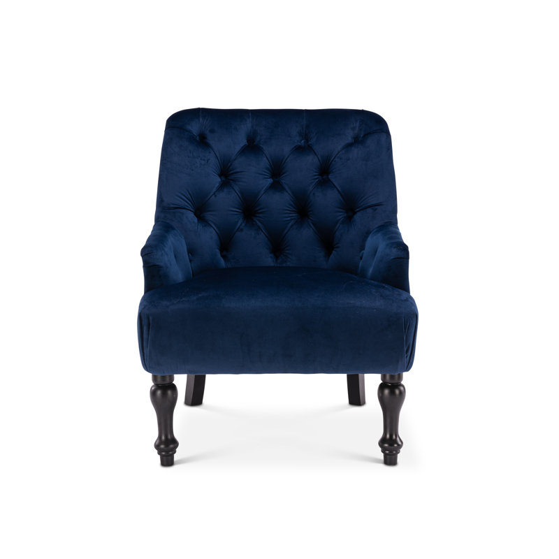 Edgeley Velvet Tufted Armchair, Blue