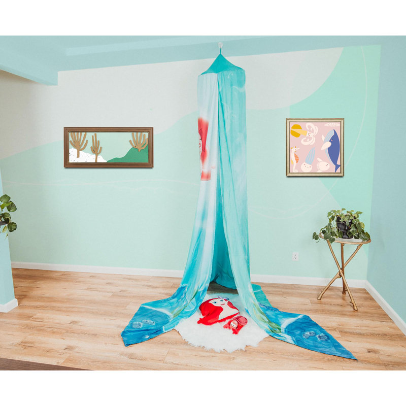 Disney Princess Ariel Blue Polyester Bed Canopy for Kids