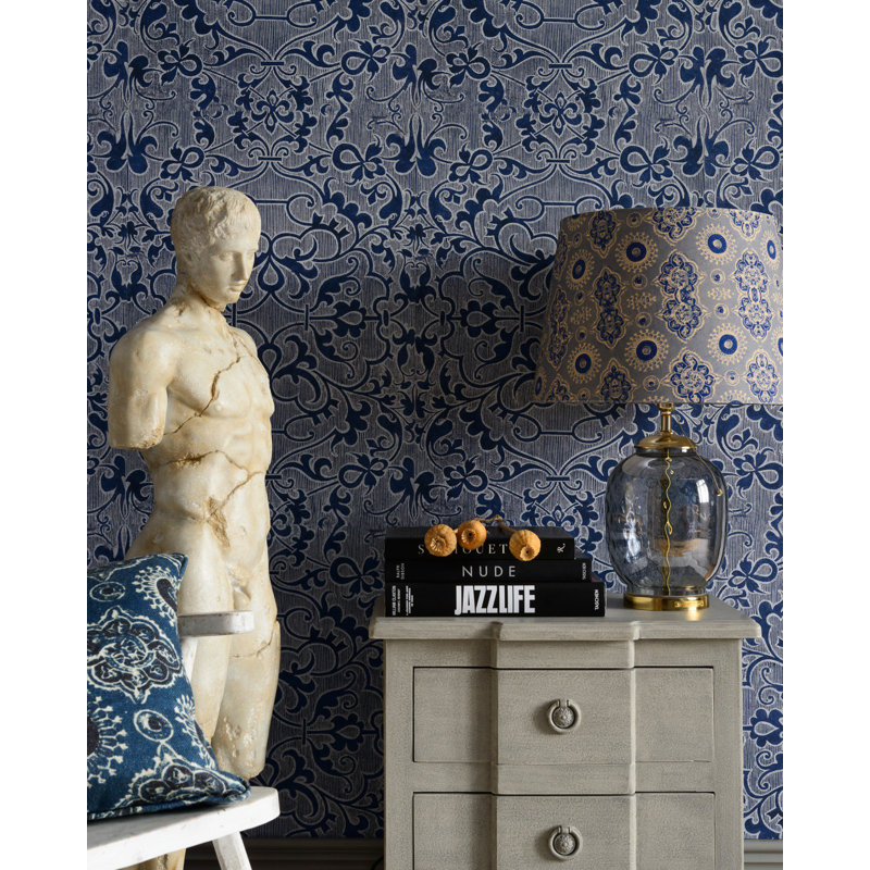 Indigo Addiction Floral Wallpaper Roll