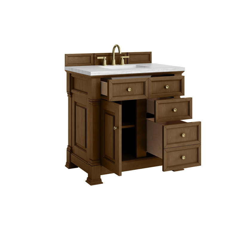 Brookfield 35.75'' W Single Bathroom Vanity Base, Honey Oak