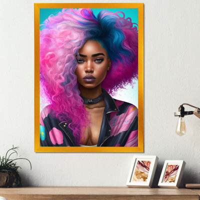 Rose et bleu femme afro-américaine II - reproduction sur toile