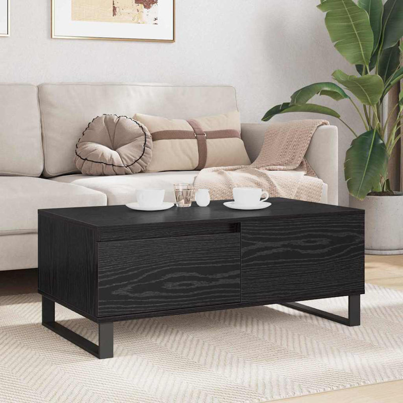 Coffee Table with Storage, Black Oak