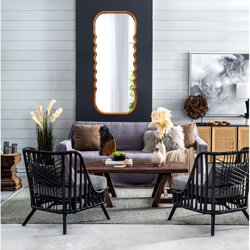 Miroir surdimensionné en bois 31,4 x 1,4 x 74 po avec cadre brun unique