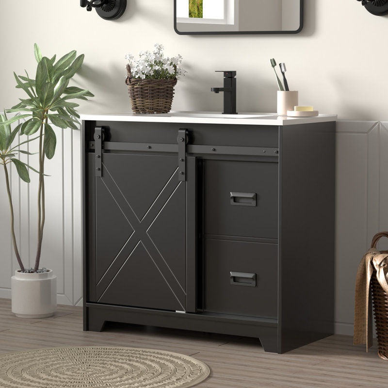 Meuble-lavabo 36 po Modern, Noir