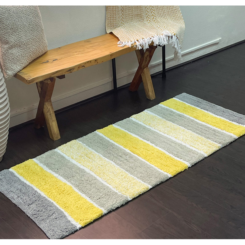 Tapis pour salle de bain Cervantez, Jaune / gris, L 24 po x L 60 po