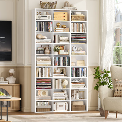 Kirklyn 74.9" H x 40.5" W 9-Tier Standard Bookcase, Freestanding CD Display Shelves for Media Storage with Adjustable Shelves