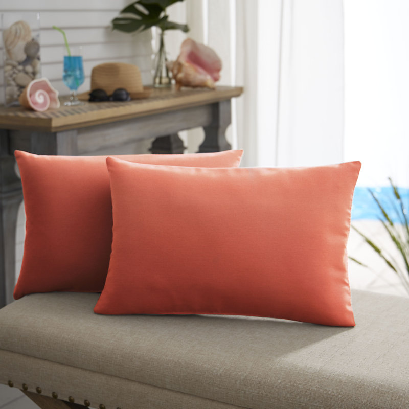  Coussin décoratif intérieur / extérieur Knife Edge, 14 po x 24 po, Orange