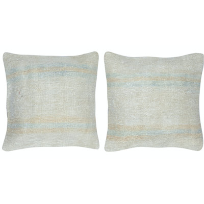 20 po x 20 po ENSEMBLE DE 2 - Housses de coussin en chanvre faites à la main. Housses de coussin rétro Kilim. Une paire de coussins décoratifs