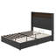 Structure de lit double capitonnée en velours pleine grandeur, USB et veilleuse intégrée, lit plateforme à oreilles avec tablette de tête de lit incluse-650685931