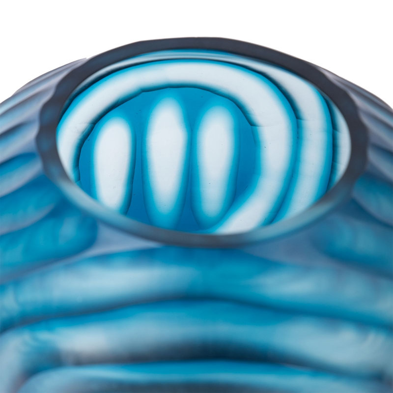Circle Handmade Handblown Glass Table Vase, Frost Blue