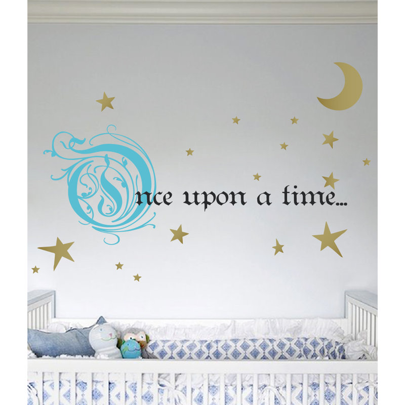 Décalcomanie murale une fois sur un temps, Bleu / or / noir, H 9 po x l 22 po x P 0,01 po