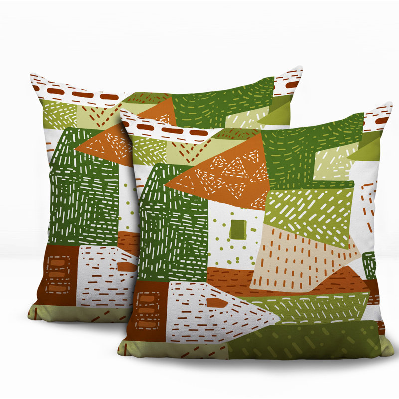 Oreiller réversible intérieur / extérieur Praxies Patches, 20x20, Chartreuse