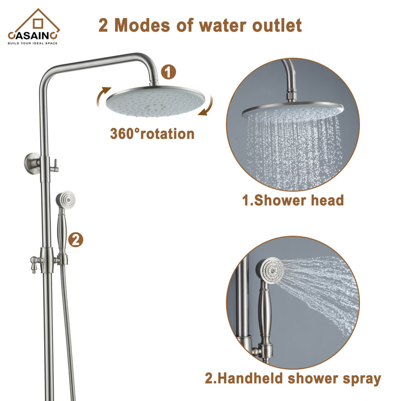 Brushed Nickel Adjustable Rainfall and Handheld Shower System
