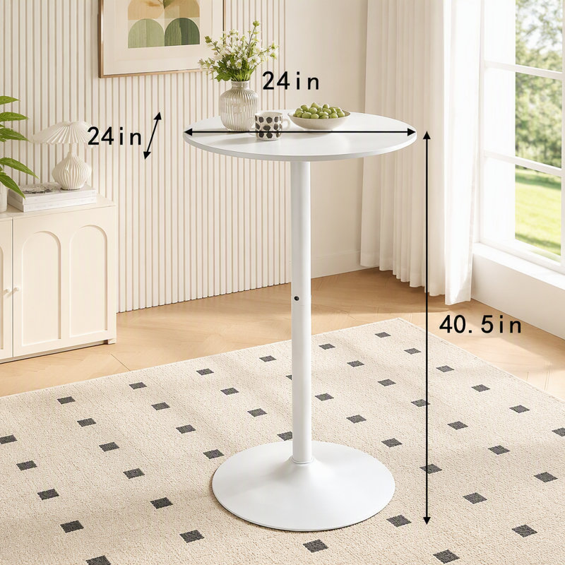 Table de bar ronde blanche - Piédestal moderne de 24 pouces pour un usage domestique et commercial