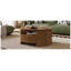Table basse ronde en bois massif cannelé noyer avec tiroirs de rangement dissimulés, table basse tambour de style moderne du milieu du siècle