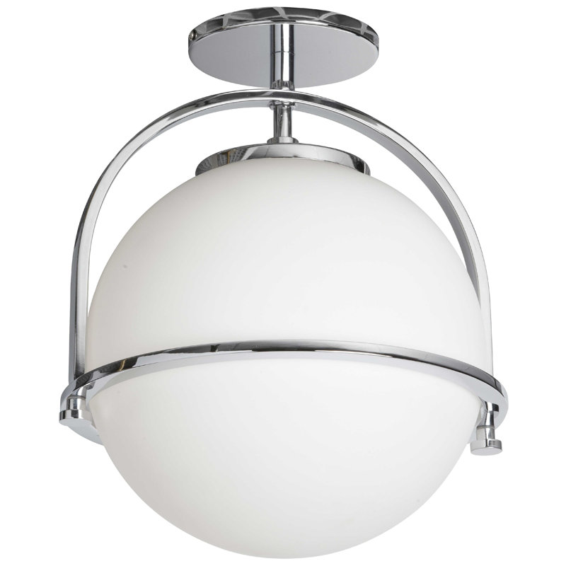 Plafonnier semi-encastré Bracie, Chrome poli, blanc
