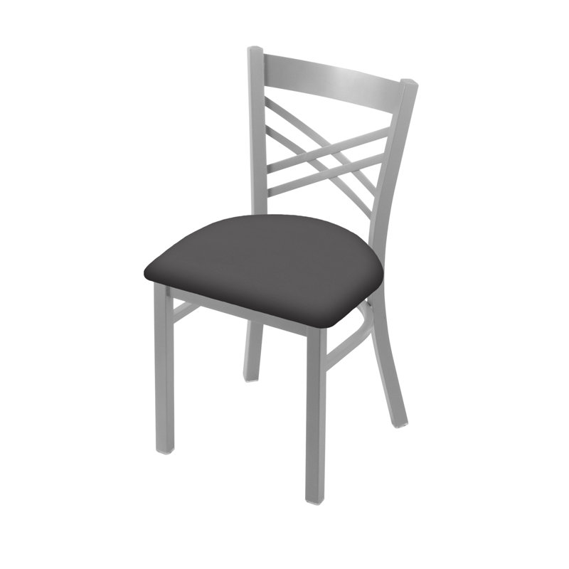 Catalina 18'' H Upholstered Metal Side Chair, Anodized Nickel, Vinyl-Canter Storm