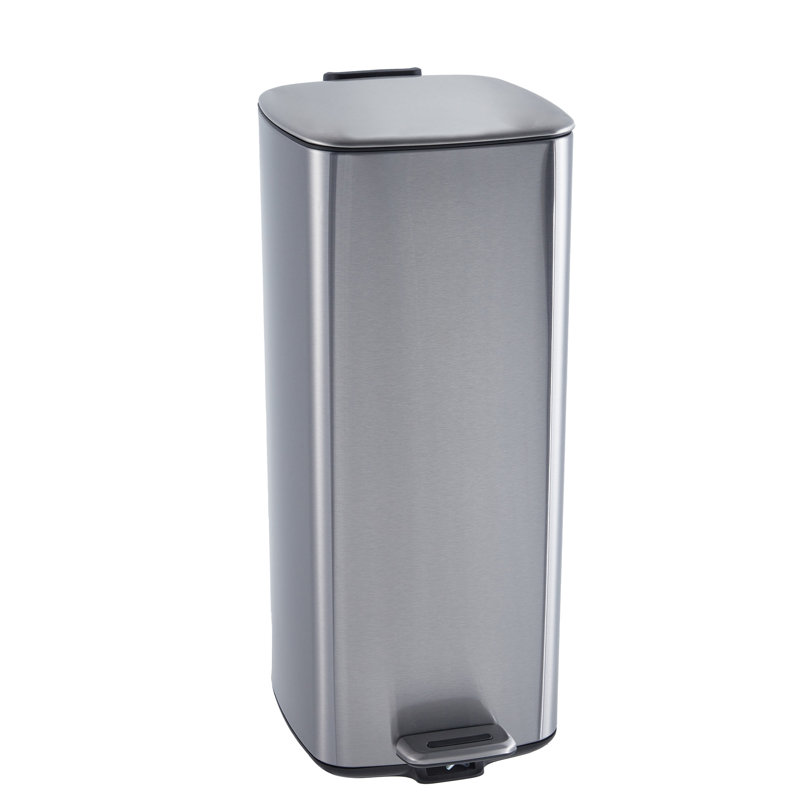 Poubelle de cuisine 8 gallons avec couvercle et seau intérieur, Argent argent