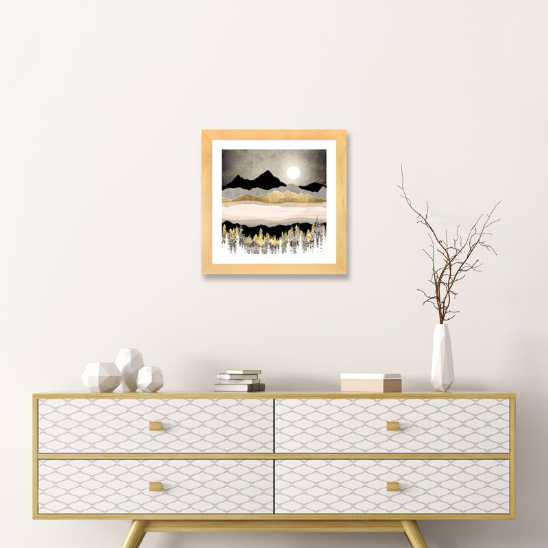 Lune d'hiver - imprimé, Cadre papier naturel, H 16 po x l 16 po x p 1 po