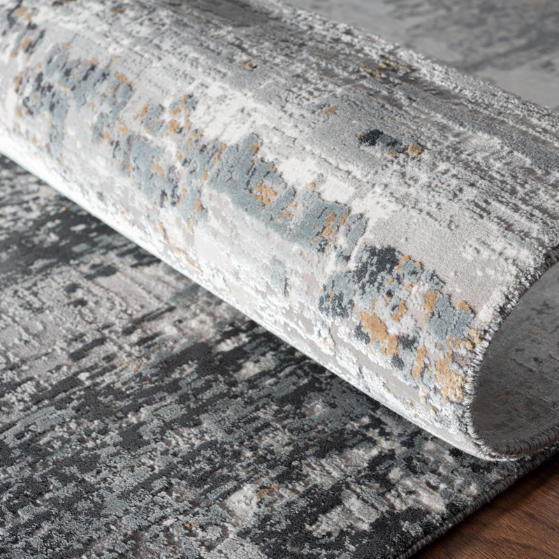 Evgenii Area Rug, Gray/White, Rectangle 7'9" x 9'9"