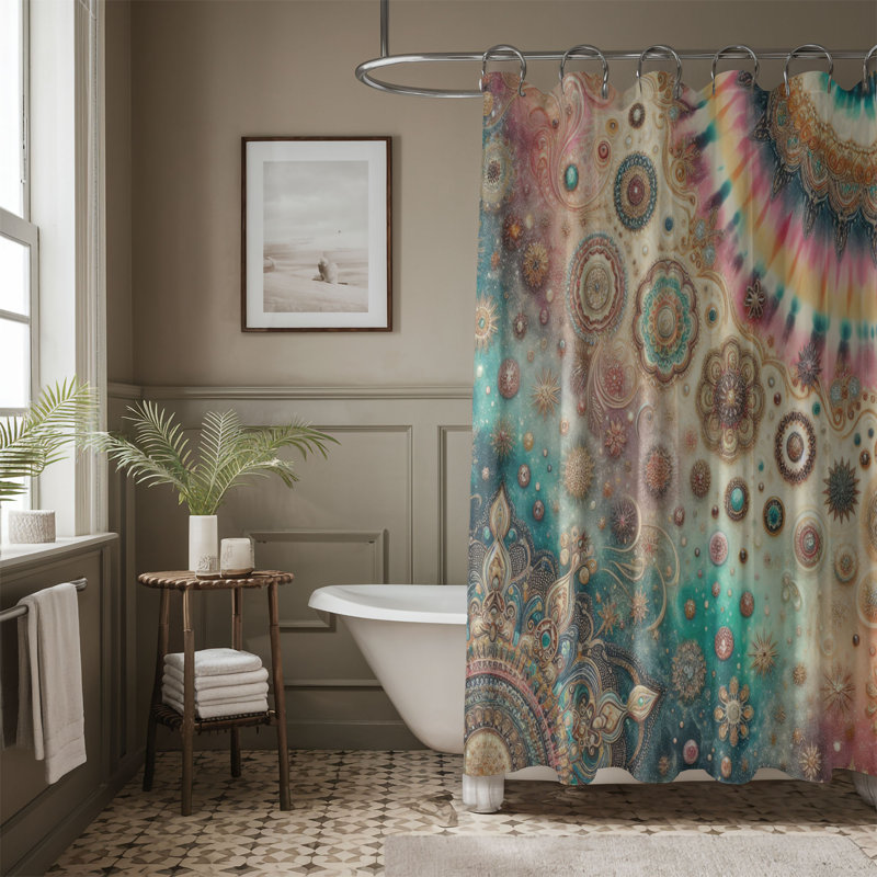 Sparkling Spiral Dyes - Rideau de douche standard 1 pièce, H 74 po x l 71 po