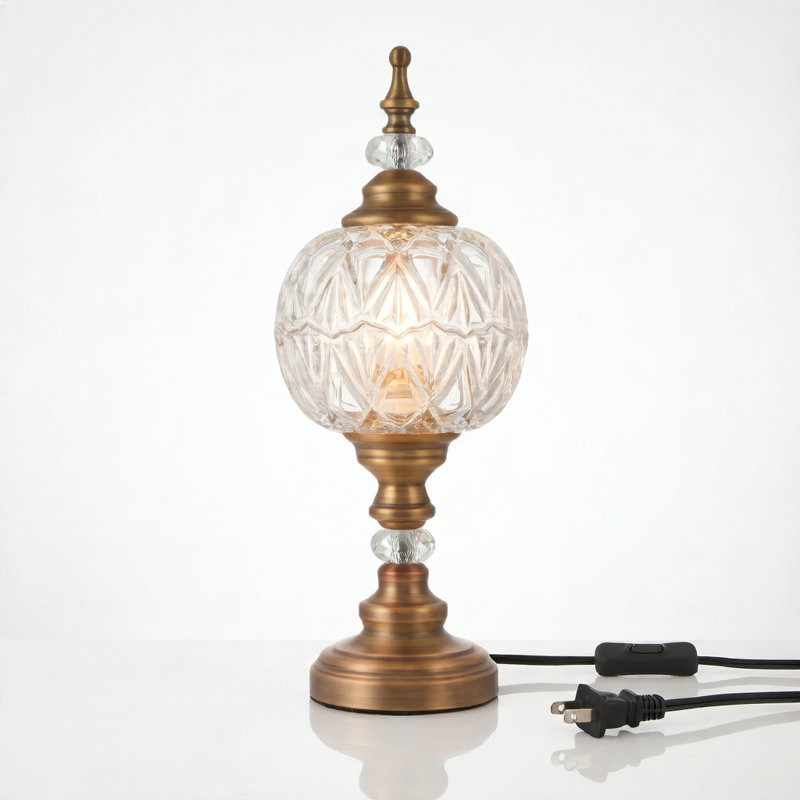 Lampe de table rétro en verre embossé