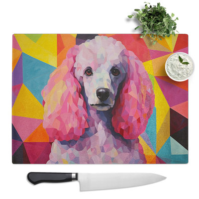 Poodle Geometric  Glass Chopping Board