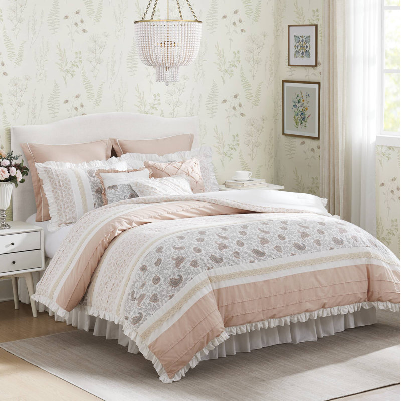 Blush Cotton King Reversible 9-Piece Comforter Set