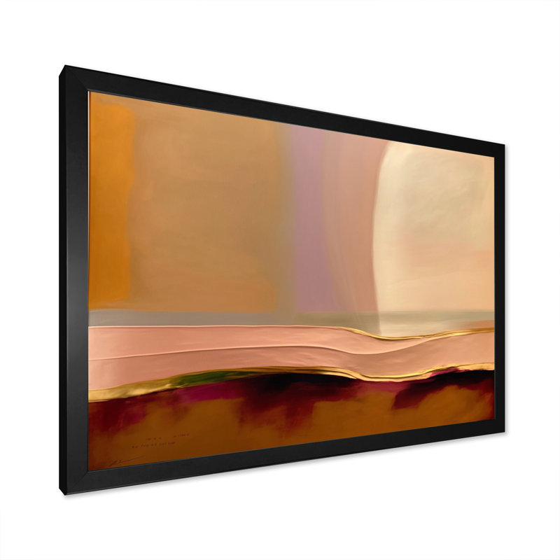 Earth Tone Mysteries III - Art mural abstrait sur toile, Cadre d'angle fermé noir, H 16 po x l 32 po x P 1 po