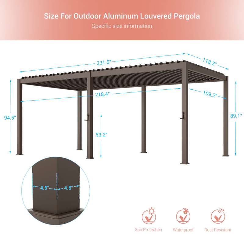 Modern  Aluminized Steel Pergola for Outdoor Garden with Adjustable Louvered Roof, Effortless Maintenance, and Patented Design