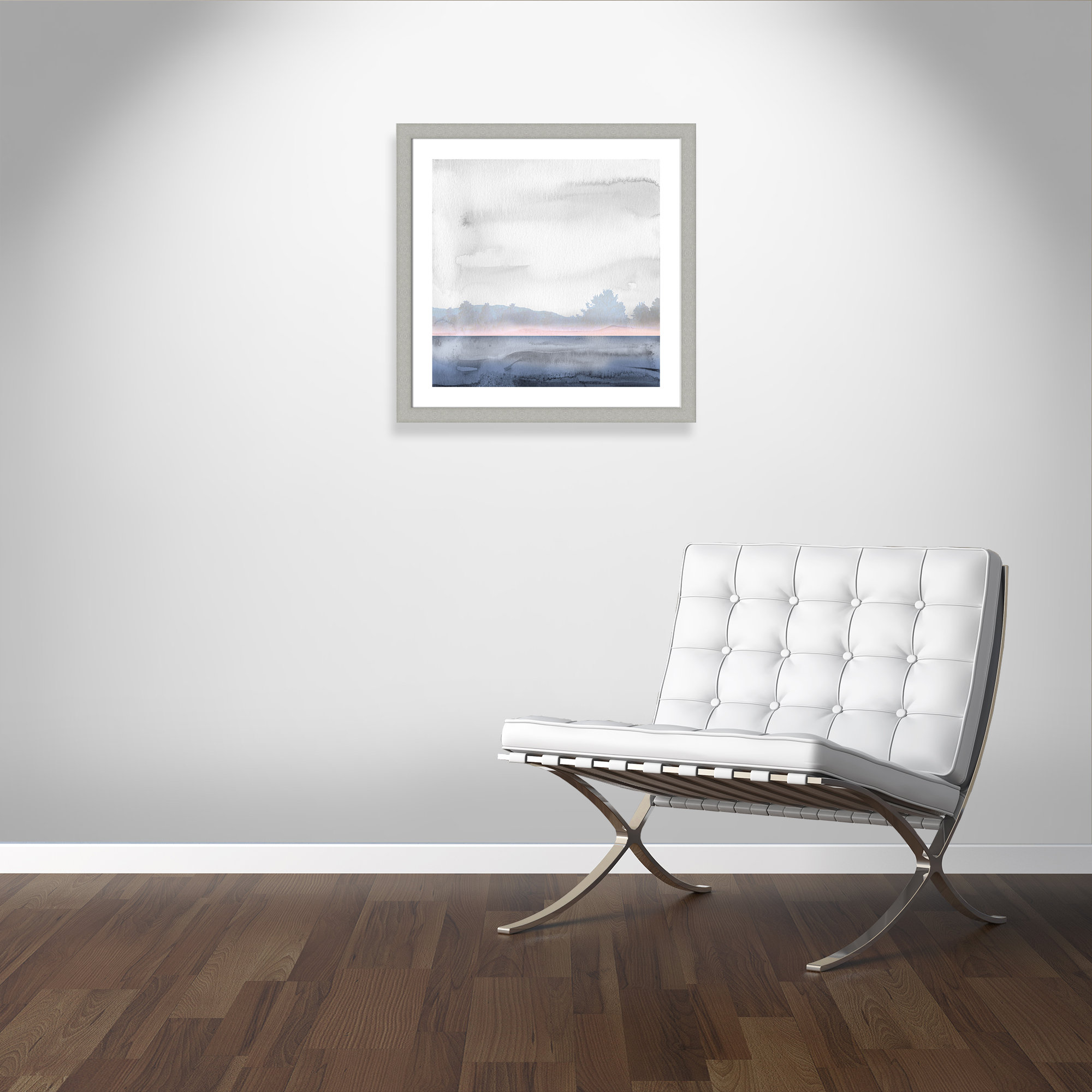 Rose Shores II - Painting, 29" H x 29" W x 1.25" D, Silver Framed