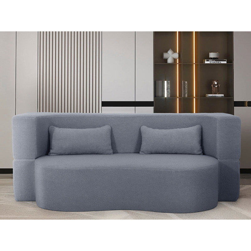 Canapé-lit double 79,5 po avec 2 coussins, Gris
