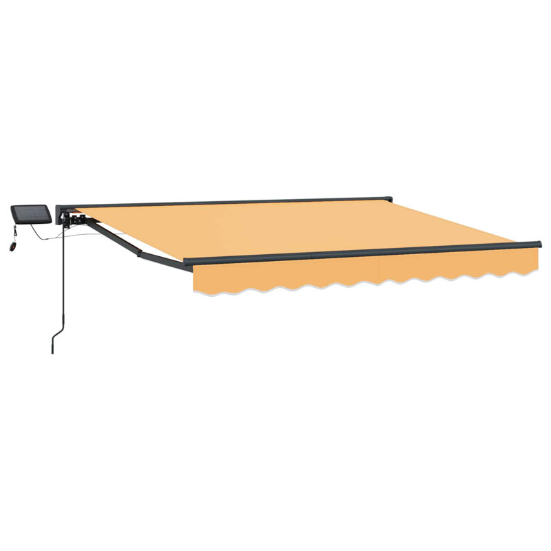 VidaXL 500cm W x 300cm D Polyester Cover Retractable Patio Awning, 165cm H x 450cm W x 300cm D, Striped, Gray/White
