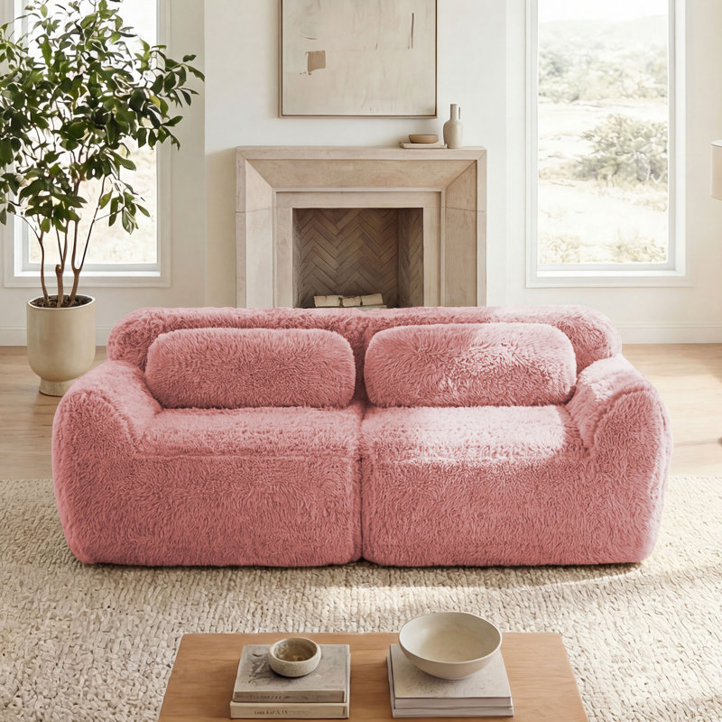 Canapé Boneless Fluffy Plush, Rose, H 28,7 po x l 80,4 po x P 40,9 po, 2
