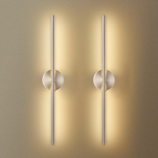 28" Rechargeable Wall Sconces Set of 2 with Remote Control, Dimmable/ 3000K Warm White/ 350° Adjustable Rotation